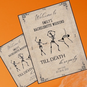 Till Death Do Us Party Bachelorette Welcome Sign l Skeleton Dance Party Sign l Bachelorette Party Editable Welcome Sign l Spooky Theme Sign