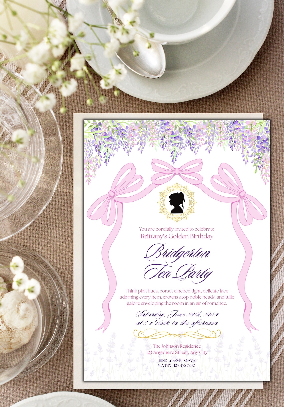 BRIDGERTON Tea Party Birthday Invitation I Bridgerton Event Invitation ...