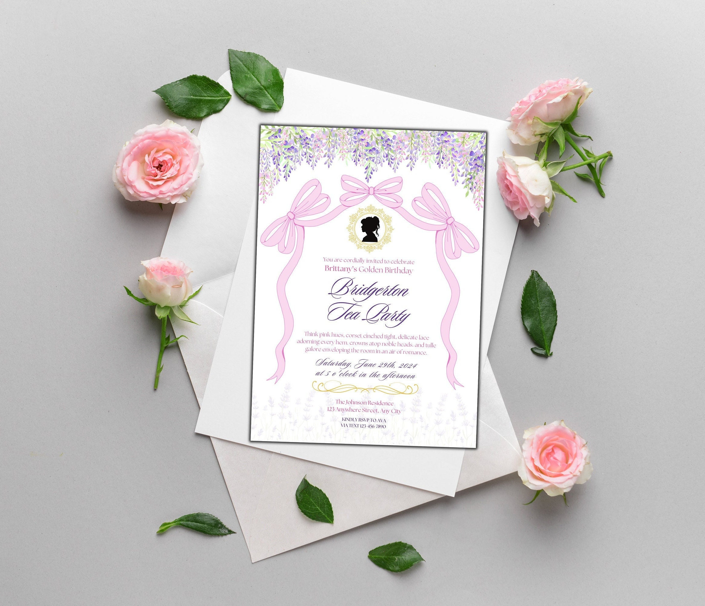 BRIDGERTON Tea Party Birthday Invitation I Bridgerton Event Invitation ...