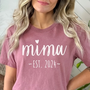 Mima Shirt Personalized Mima to Be Gift for New Grandmother T-Shirt Custom Mima Pregnancy Announcement Grandma TShirt Cute New Mima T-Shirt
