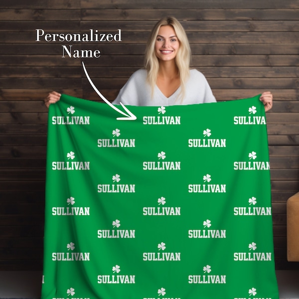 Personalized Irish Name Blanket Custom St. Patrick's Day Gift for Irish Family Surname Personalized Blanket Cozy Blanket Irish Themed Gifts