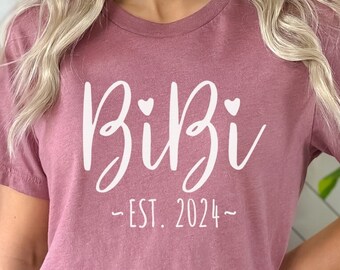 BiBi Shirt Personalized BiBi to Be Gift for New Grandmother T-Shirt Custom BiBi Pregnancy Announcement Grandma TShirt Cute Gift New BiBi Tee