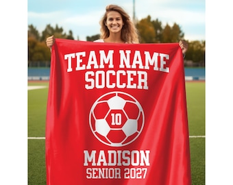 Personalized Soccer Blanket Custom Name Soccer Senior Gift for Soccer Senior Night Gift Customized Soccer Banquet Gifts For Soccer Team Gift