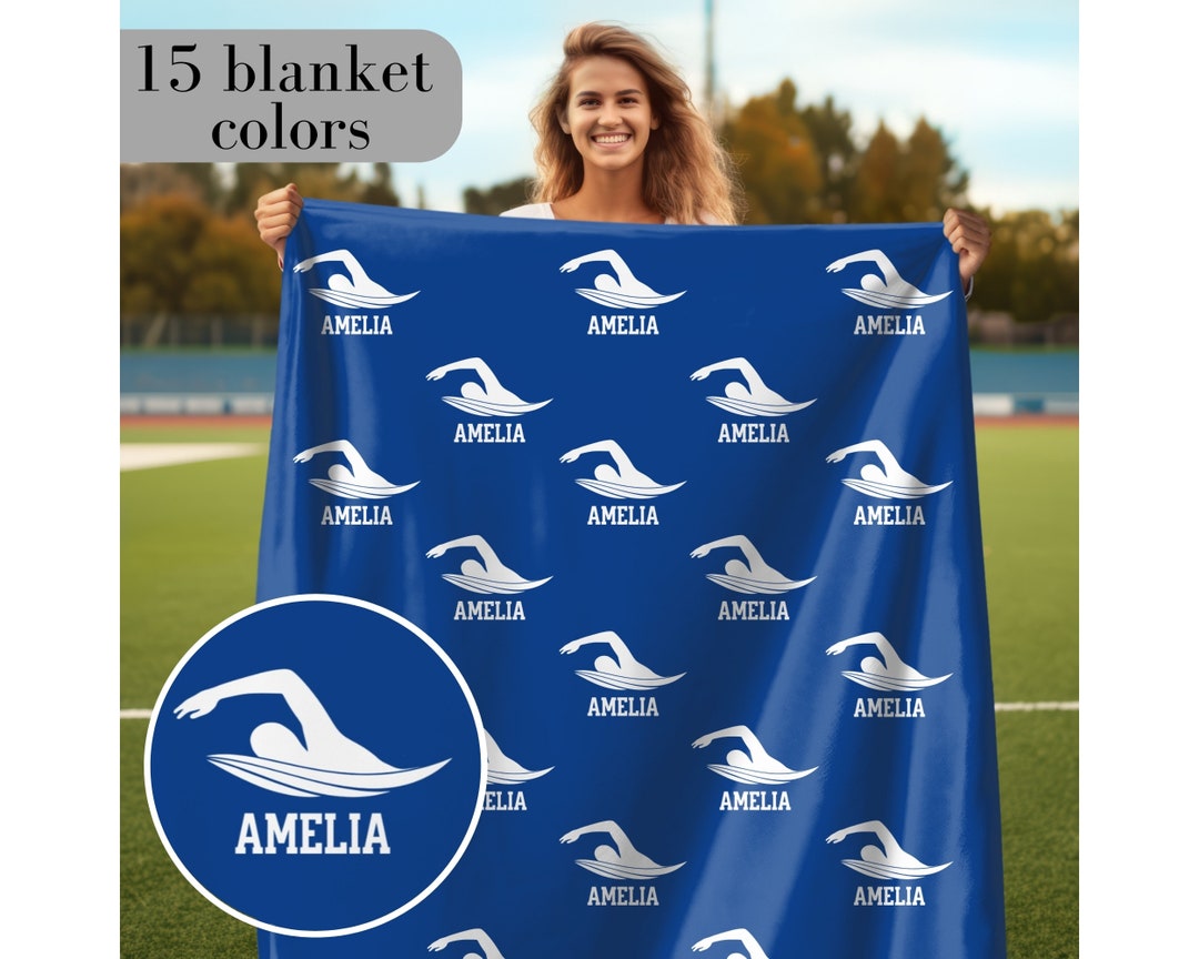 Personalized Swimming Blanket Custom Swim Senior Gift for Swim Team