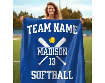 Personalized Softball Blanket Custom Name Softball Senior Gift for Softball Team Gift Personalized Softball Gift Custom Softball Gifts Girls