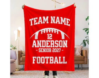 Personalized Football Blanket Custom Name Football Senior Gift for Football Team Gift Custom Football Senior Night Gift Senior Football Gift