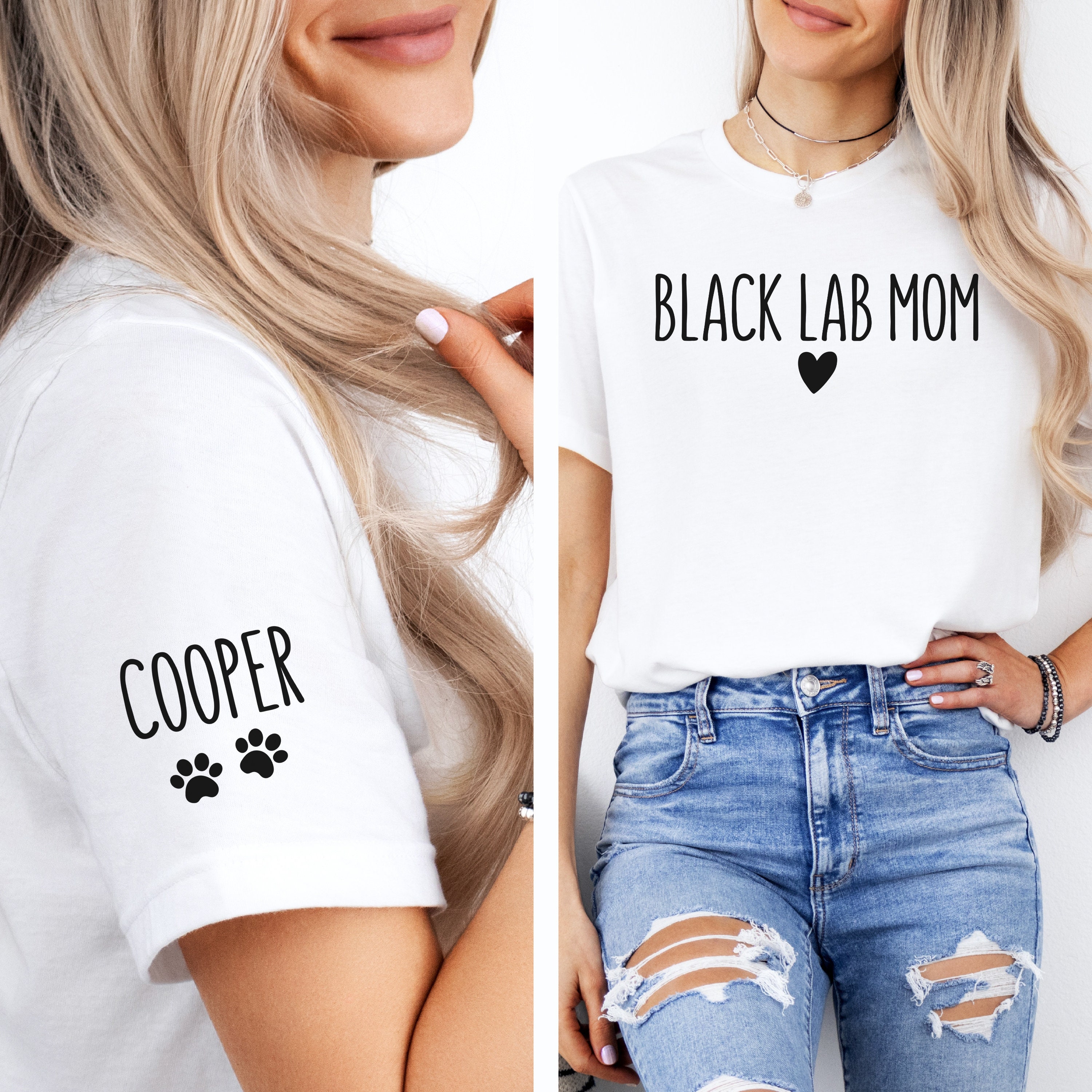 Custom Black Lab Mom Shirt With Name on Sleeve Print Lab Mom T-shirt ...