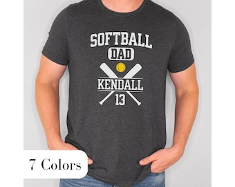 Personalized Softball Dad Shirt Custom Softball Dad TShirt Softball Dad Gift Dad Softball Shirt Softball Dad Game Day Shirt Softball Parent