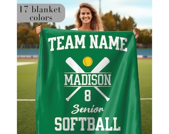 Personalized Softball Blanket Custom Softball Senior Gift for Softball Team Gift Personalized Senior Softball Gift Custom Softball Gift Idea