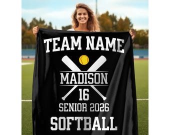 Personalized Softball Blanket Custom Softball Gifts For Senior Night Softball Gift For Softball Senior Gift Custom Senior Softball Gift Idea