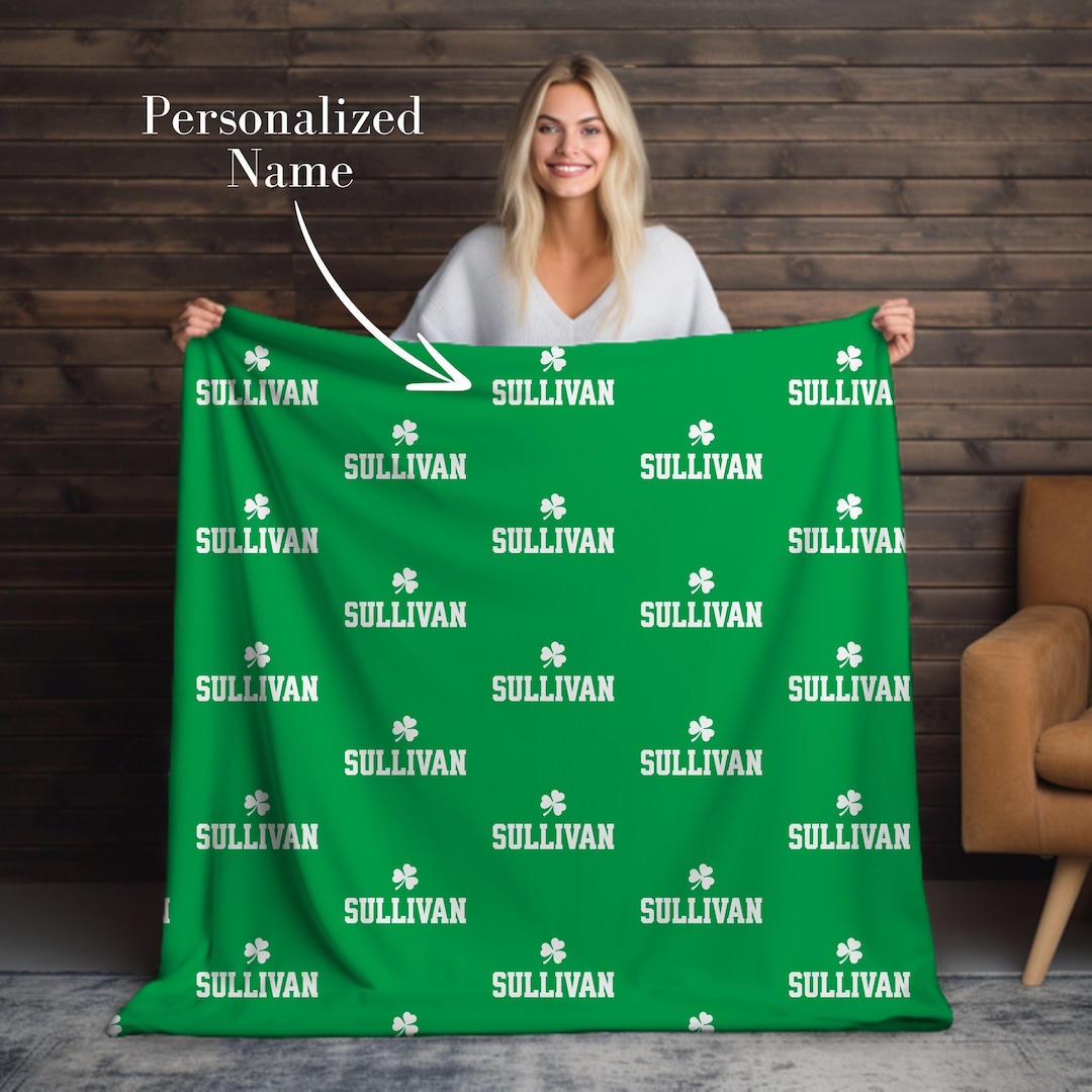 Personalized Irish Name Blanket Custom St. Patrick's Day Gift for Irish Family Surname