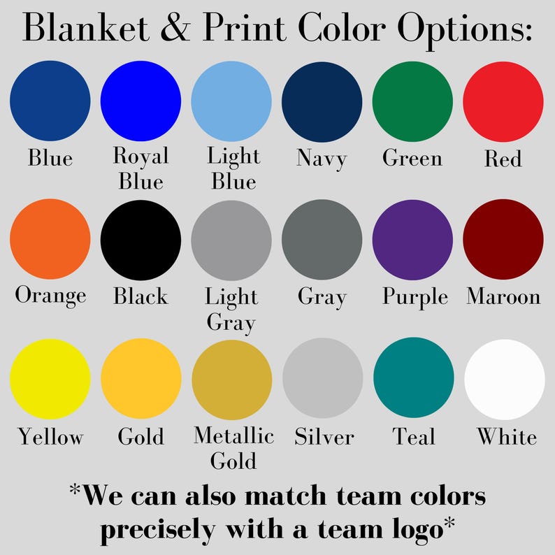 K&ouml;nnte beinhalten: Eine Farbkarte mit Optionen f&uuml;r Decken und Drucke. Die Karte zeigt eine Vielzahl von Farben, darunter Blau, Gr&uuml;n, Rot, Orange, Schwarz, Grau, Lila, Gelb, Gold, Silber, T&uuml;rkis und Wei&szlig;. Der Text oben lautet "Decken- und Druckfarboptionen:"