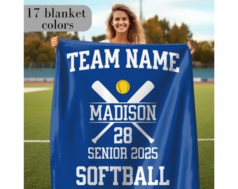 Custom Softball Blanket Personalized Softball Senior Gift for Softball Team Gift Personalized Senior Softball Gift Custom Softball Gift Idea