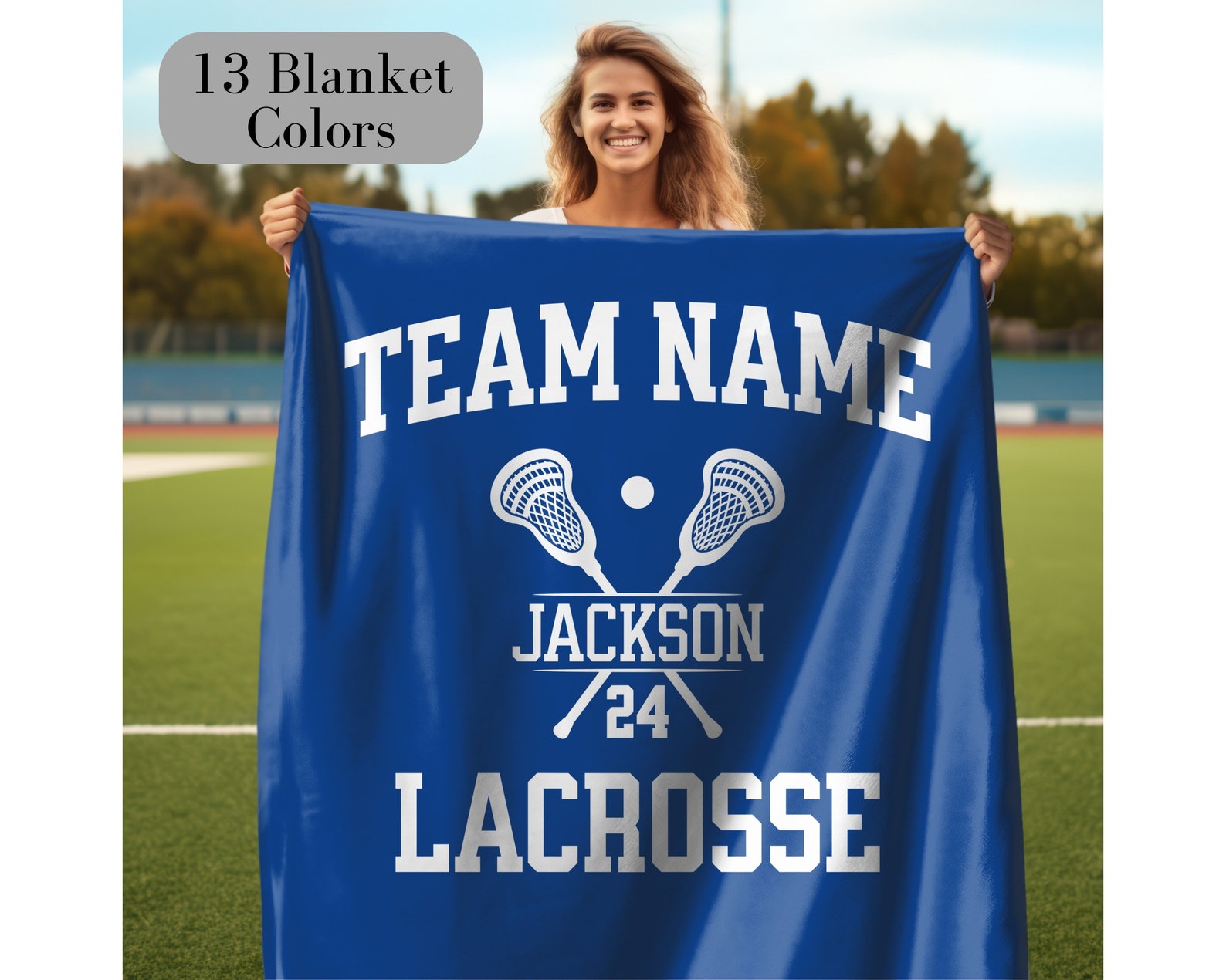 Personalized Lacrosse Blanket Custom Name Lacrosse Senior Gift for
