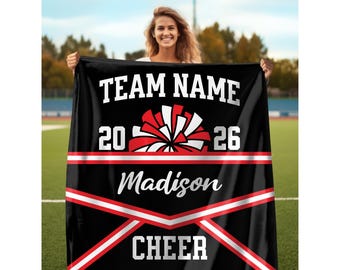 Custom Cheerleading Blanket Personalized Name Senior Cheer Gift Custom Cheer Coach Gift Competitive Cheer Team Gift For Cheerleader Blanket