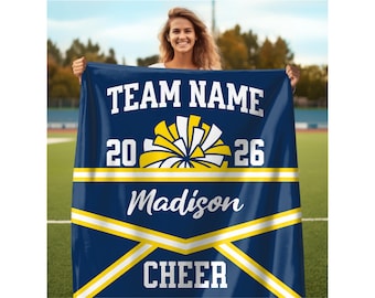 Personalized Cheerleading Blanket Custom Name Senior Cheer Gift Custom Cheer Coach Gift Competitive Cheer Team Gift For Cheerleader Blanket