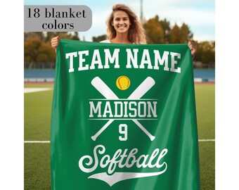Personalized Softball Blanket Custom Softball Senior Gift for Softball Team Gift Softball Gifts Girls Custom Softball Gifts For Senior Night