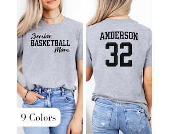 Personalized Senior Mom Basketball Shirts Custom Name Senior Basketball Mom T-Shirt Basketball Mama Gift Senior Basketball Mom Game Day Tee