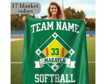 Personalized Softball Blanket Custom Name Softball Gifts For Senior Night Softball Team Gift For Softball Senior Gift Softball Gift For Girl