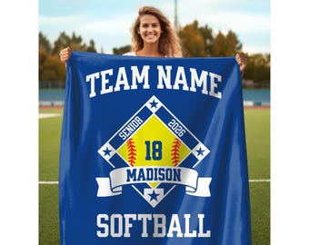 Personalized Softball Blanket Custom Name Softball Gifts For Senior Night Softball Gift For Softball Senior Gift Custom Senior Softball Gift