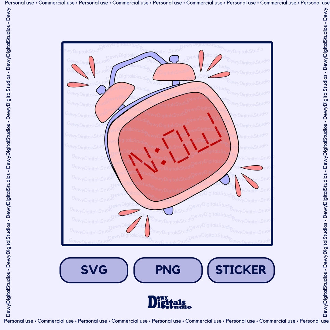 Time is Now Clock SVG PNG Sticker Digital Trendy Art POD Design Girly ...