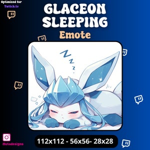 Emote - Glaceon Pokemon sleeping - Givrali sleeping pokemon | Eevee vibes - for Twitch & Discord