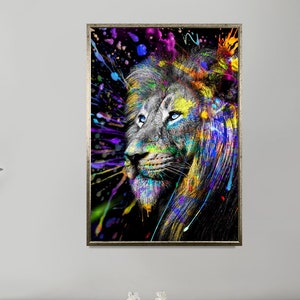 Wall art with lion man in suit, lion canvas print, wall art home decoration, ready to hang decoration, modern home decor