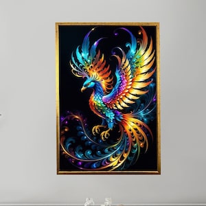 Phoenix Canvas Art, Fiery Phoenix Wall Art, Phoenix on the Tree Poster, Phoenix Canvas Print, Animal Home Decor