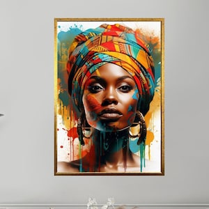 African Woman Wall Art ,African Woman Canvas Print,African American Home Decor ,African Wall Decor ,Black Woman Makeup Home Decor