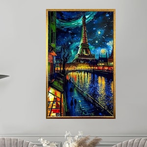 Eiffel Tower canvas, Eiffel Tower wall art, Pink flower and eiffel tower painting, Eiffel tower Landspace panel, Paris wall art