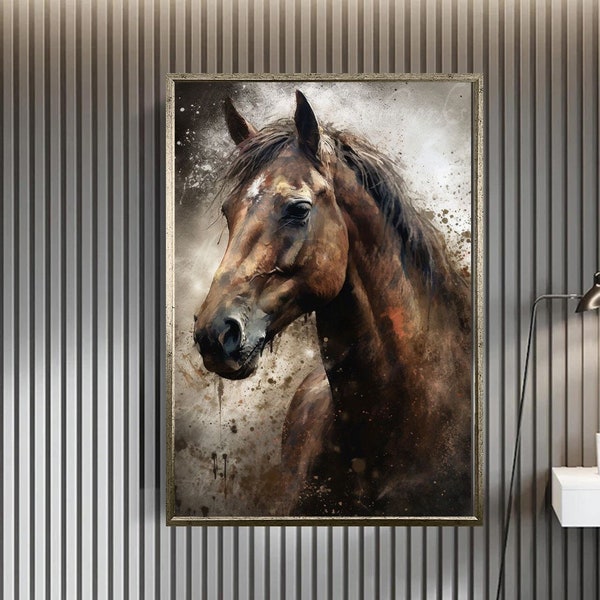 brown horse canvas print , prancing horse canvas wall art , race horse canvas painting , horse portrait canvas print , ready to hang canvas