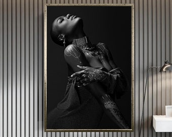 African Woman Canvas wall art, Black Woman Canvas print, Woman Portrait, Print Canvas Wall Decor, Poster Wall Decor