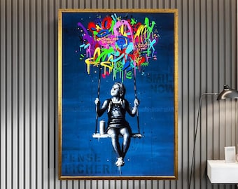 Banksy Balloon Canvas, Balloon Poster, Banksy Art, Wall Art Canvas Design, Ready To Hang Decoration