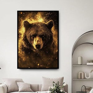 grizzly bear canvas angry bear canvas wall art bear portrait canvas print bear canvas wall decor ready to hang canvas print