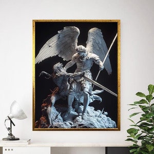Medusa and Perseus statue canvas print wall decor, Greek mythology, Greek gods  wall decor, ready to hang canvas, perseus canvas wall art