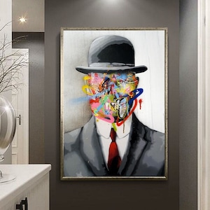 Man In Suit Canvas Wall Art, Graffiti Man Canvas Print, Graffiti Man Poster Wall Decor, Decor for gift, Canvas Print Home Decor, Graffiti