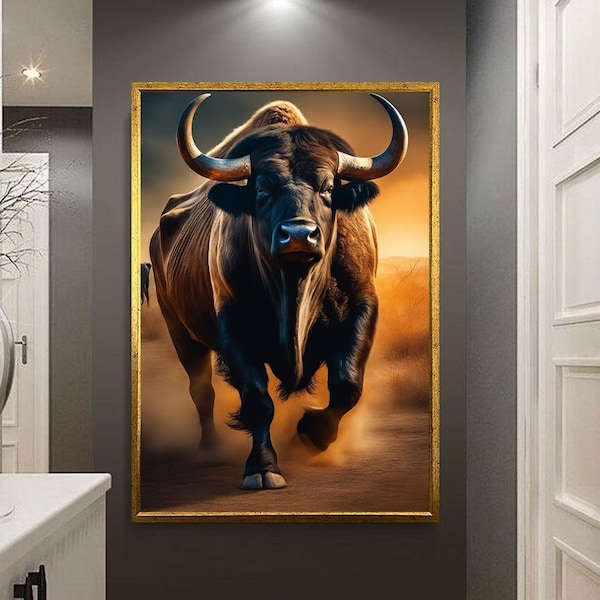 Bull canvas wall art,animals home decor,Bull home decor, bull canvas,bull canvas print