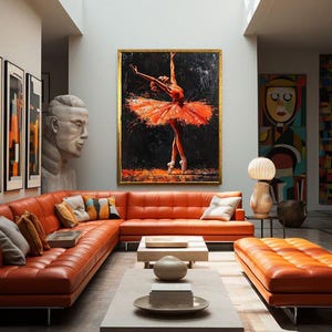 ballerina in red dress canvas wall art, dancing woman canvas wall decor, ready to hang canvas prints, ballerina poster