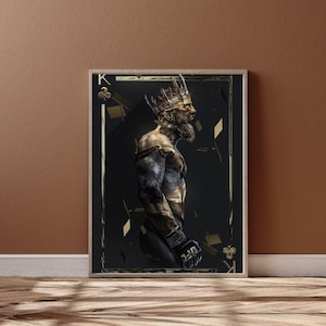 King of Clubs Warrior Art Print - Gedurfd mannelijk decor - Krachtige muurkunst voor thuis of op kantoor