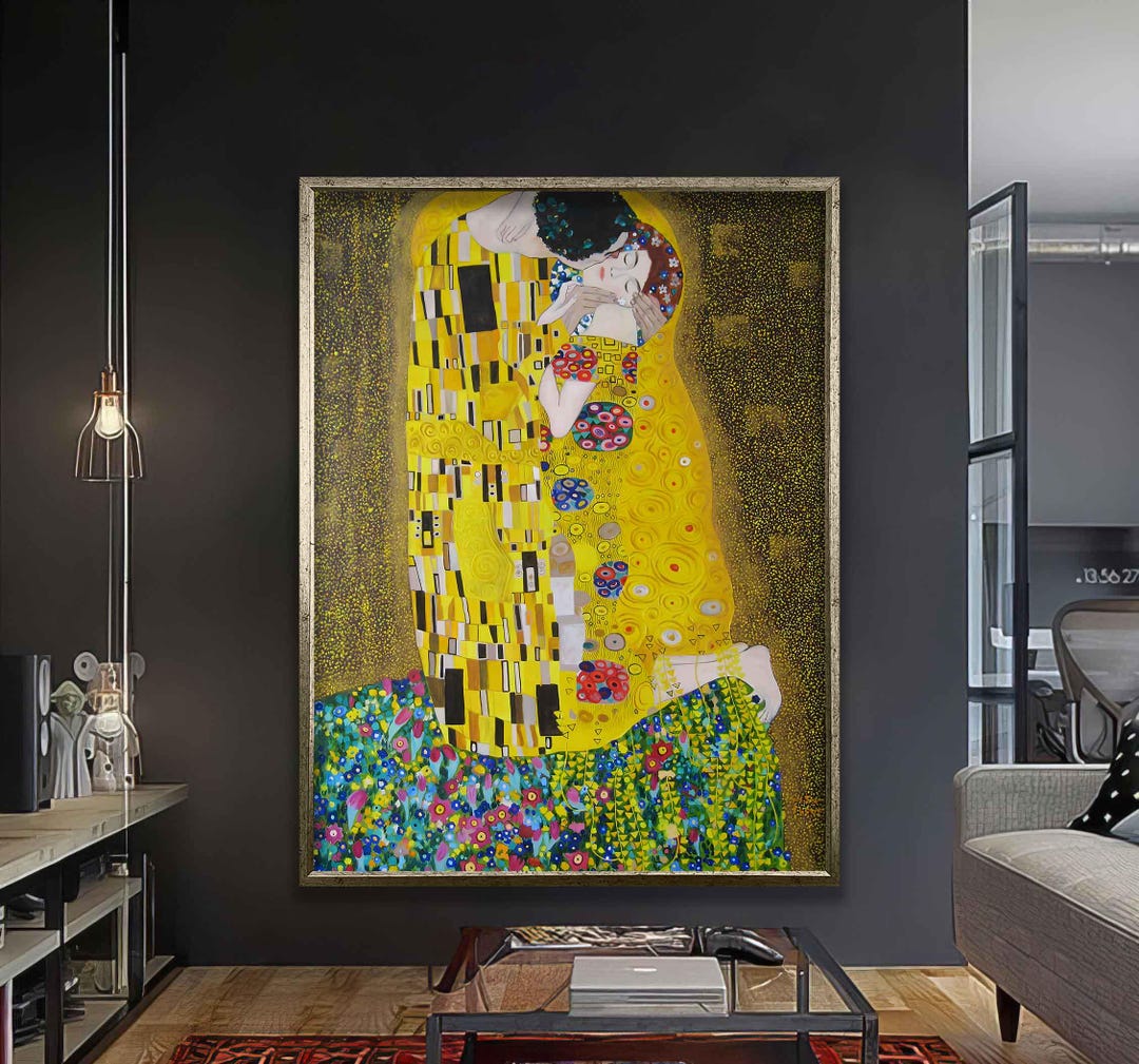 The Kiss by Gustav Klimt - Iconic Romantic Art Print, Luxurious Wall ...