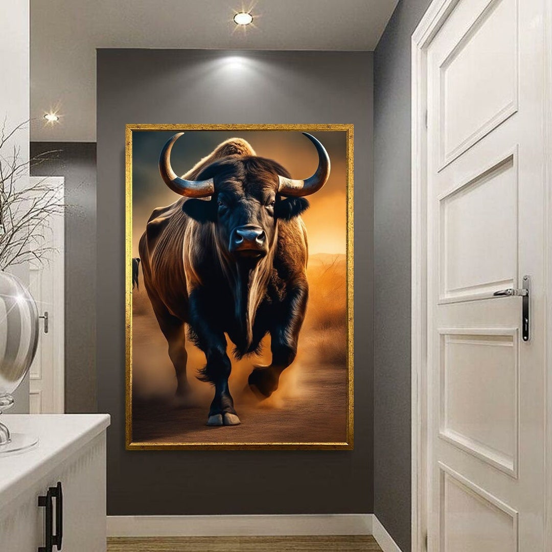 Bull Canvas Wall Art,animals Home Decor,bull Home Decor, Bull Canvas