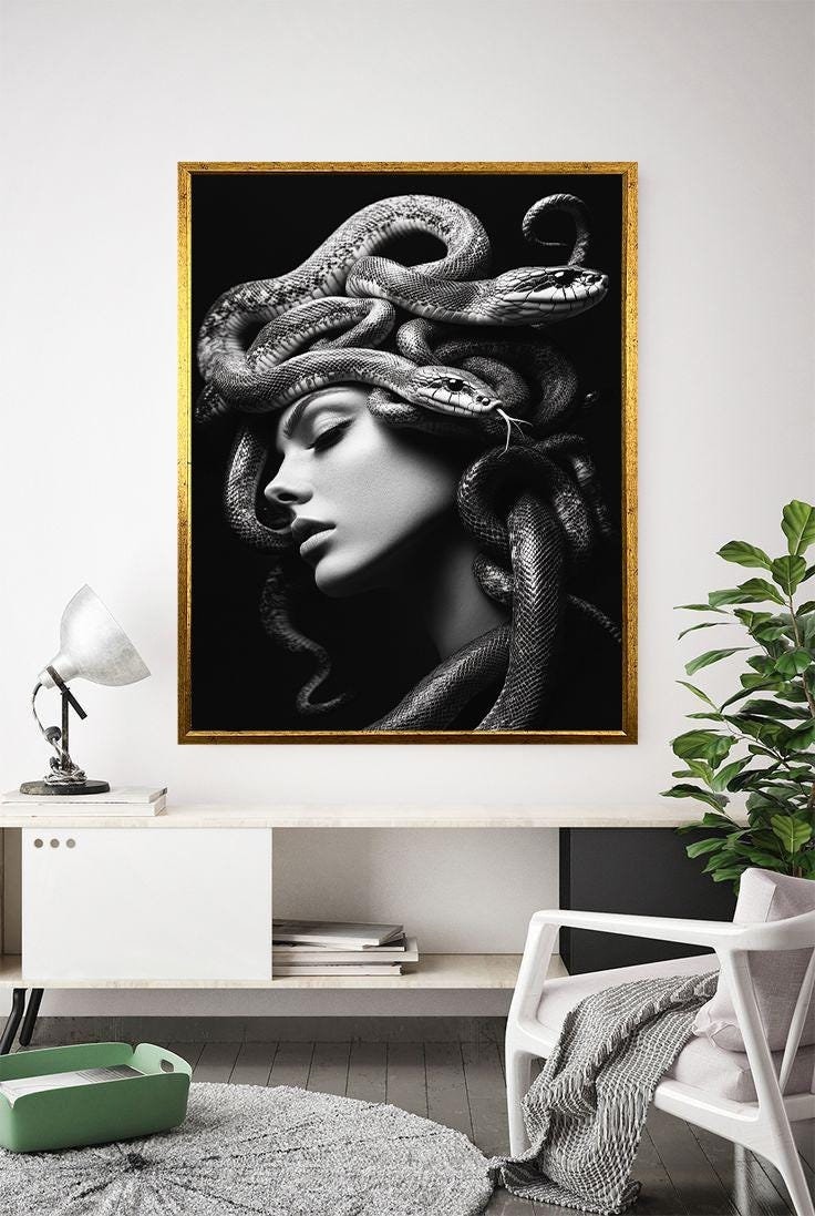 Medusa Wall Art, Greek mythology wall Art, Woman with Snake Head Canvas Art,Medusa Wall Art Canvas - Ancient Greek Mythology,ready to hang