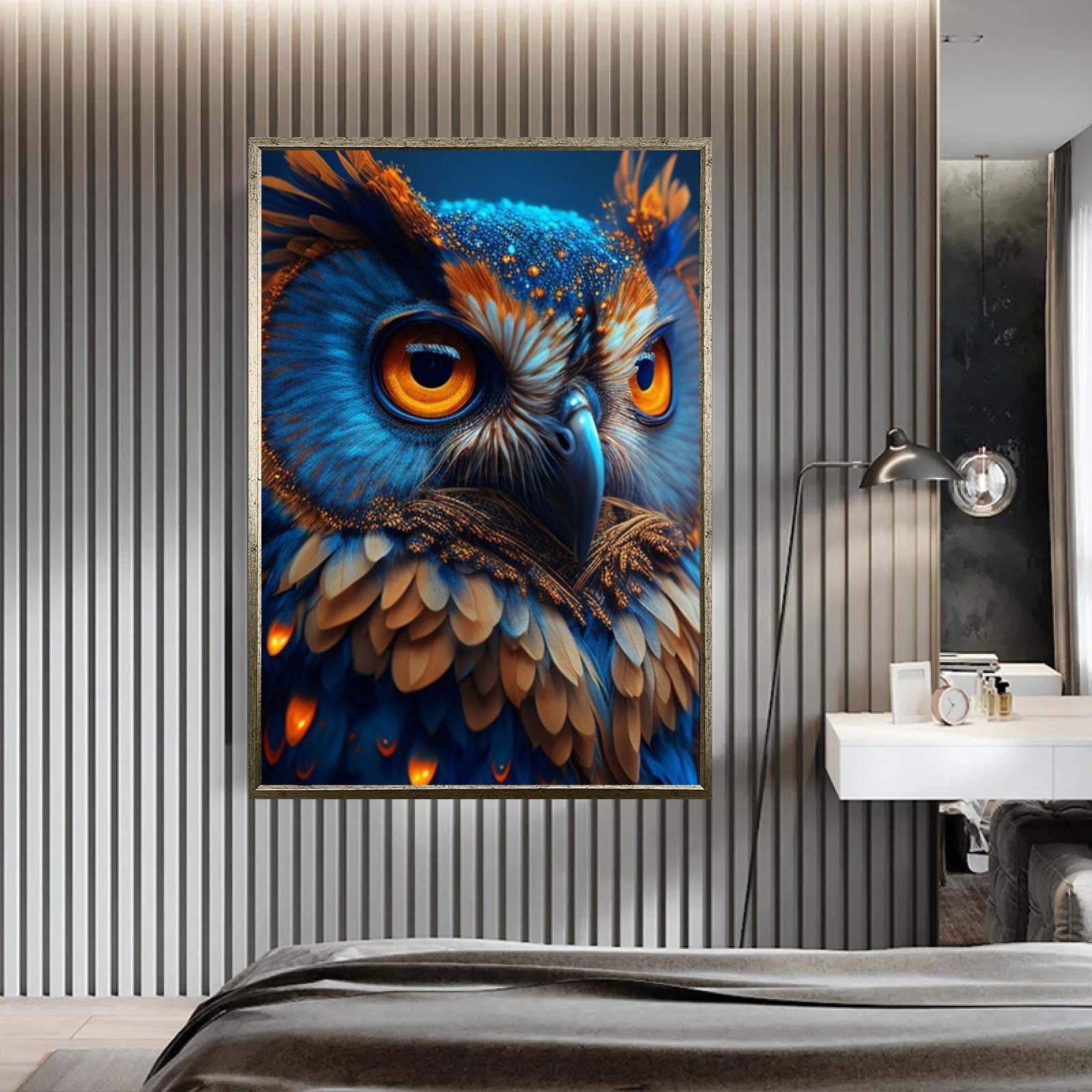 Colourful Owl Wall Art, Modern Wall Decor, Farmhouse Decor, Owl Lover Gift, Owl Canvas Art ...
