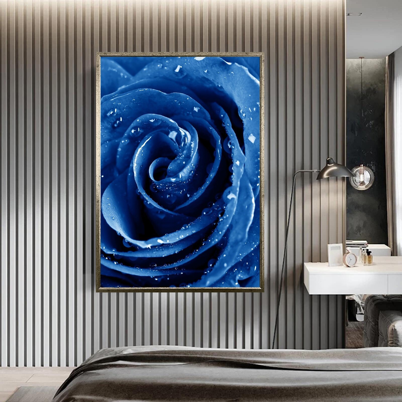 blue roses canvas print art, white roses canvas print art, bouquets of white and blue roses canvas wall decor, souvenir