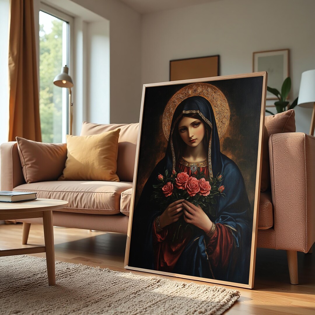 Virgin Mary Canvas Print – Holy Madonna Religious Wall Art – Catholic ...