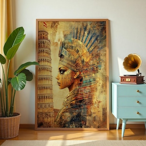 Egyptian Pharaoh Canvas Art – Ancient Egypt Wall Decor – King Tutankhamun Inspired Print