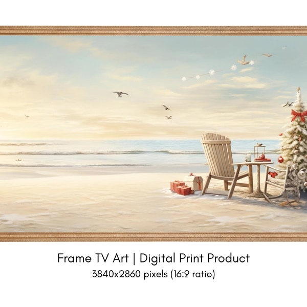 Samsung Frame TV Art: Beach Christmas | Frame TV Art Christmas | Frame TV Art Holiday | Frame tv art