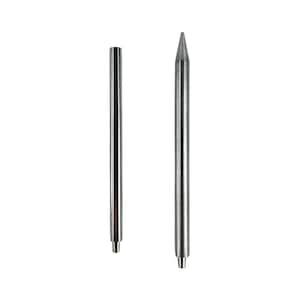 May include: Two cylindrical metal tools with a smooth, silver-toned finish. One tool features a flat, blunt end, while the other is tapered to a sharp, pointed tip. Both items are slender, straight, and have a uniform metallic texture.