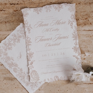 printable dusty pink wedding invitation featuring delicate pink rose illustrations and elegant typography. The design includes soft watercolor accents, offering a romantic and vintage-inspired look for a wedding celebration.