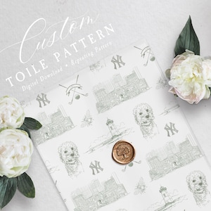 Diseño de patrón de toile personalizado para invitación de boda Ilustración de toile personalizada dibujada a mano Patrón de chaqueta de vitela a medida Descarga digital